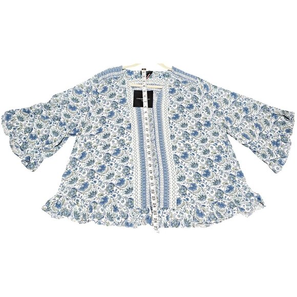 Cynthia Rowley Women's Blue & White Floral Print Blouse Size IX - Picture 7 of 9
